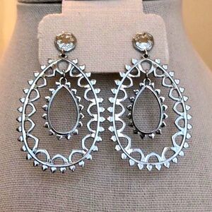 EUC Stella & Dot Talia Teardrop Earrings Silver Bronze